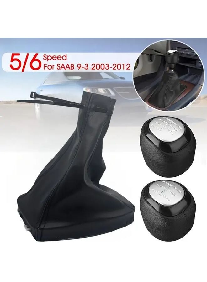Faux Leather Gear Shift Knob Cover With Dustproof Boot For 5 6 Speed SAAB 9 3 2003 2012 Black - Image 5